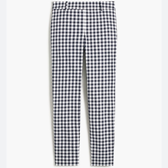 J. Crew Factory Pants - J. Crew Factory Navy Gingham Winnie Ankle Cotton Stretch Preppy Pants Size 0